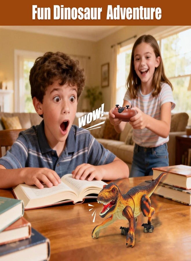 FUNiOi Remote Control Robot Dinosaur Kids Toys Idea for Boys 5-7, 8-10, 8-12 to Play on The Desktop - Cute Small Realistic RC Walking Dinosaurs with Sounds and Lights - Image 4